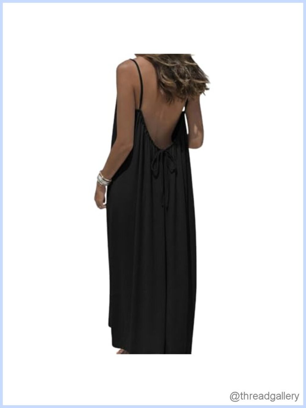 Women's Backless Cami Maxi Dress Spaghetti Strap Beach Vacation Sundress